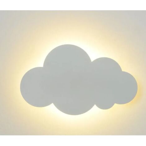 Aplique de pared con forma de nube, moderno aplique de interior, pantalla acrílica con luz LED integrada, regulador de tres colores, 25 x 16 cm, apto para habitaciones infantiles.