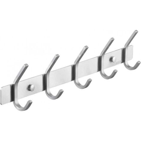 Perchero de acero inoxidable cepillado SUS 304, gancho para puerta de baño, apto para albornoces, toallas y abrigos, no requiere taladrar. (1/5)
