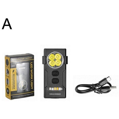 Mini linterna de alta potencia con 4 LED y LED magnéticos recargables. (1/5)