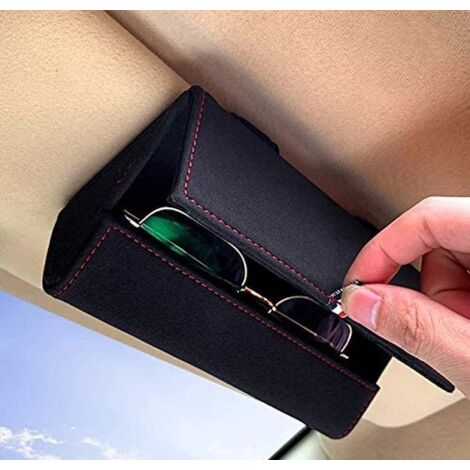 Estuche para gafas de sol para visera de coche, soporte para gafas, caja de almacenamiento con clip, organizador de gafas (1/5)