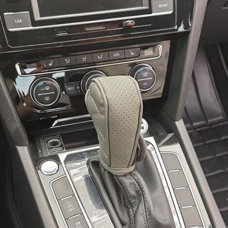Funda de cuero sintético para la palanca de cambios, cubierta antipolvo para la palanca de cambios del coche, protección impermeable y transpirable (gris) (1/5)