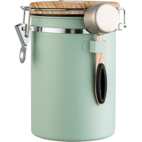 Bote para café - Contenedor para almacenar café - 1,8 L - Recipiente hermético con válvula de CO2 - Aspecto de madera - Apto para café, granos de café, té, azúcar, etc. - Válvula de CO2 - Contenedor d