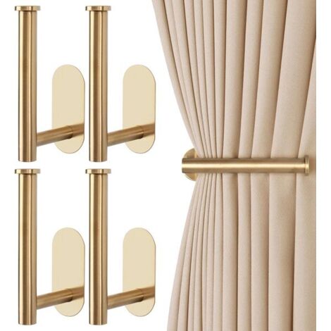 Sujetadores de cortina autoadhesivos - Juego de 4 - Ganchos modernos para cortinas - Adhesivos - No requiere perforación - Ganchos - Sujetadores de cortina - Clips para cortinas - Barras de cortina - (1/5)