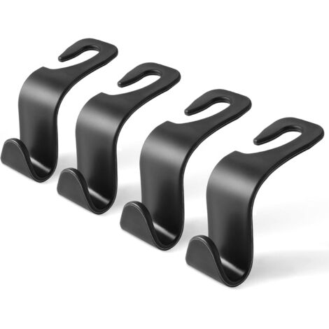 Ganchos para reposacabezas de asientos de coche, juego de 4 piezas, universales para guardar bolsas, bolsos, carteras o ropa de exterior, aptos para todos los vehículos, color negro, forma de S. (1/5)