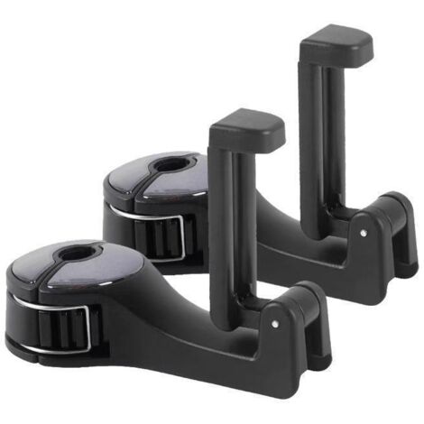 Juego de 4 ganchos ocultos para reposacabezas de coche, ganchos 2 en 1 para asientos de coche con soporte para teléfono, ganchos para asientos traseros, organizador universal para cartera de coche (ne (1/5)