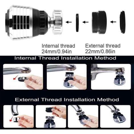Juego de 10 aireadores de grifo giratorios de 360°, rociador de lujo que ahorra agua, filtro de burbujas presurizado para grifo, accesorios de cocina. (1/3)