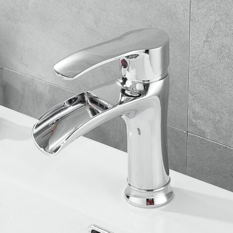 Grifos de baño cromados, grifos de lavabo tipo cascada, grifos de lavabo (1/5)