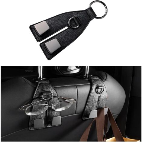 Ganchos para coche, aptos para carteras, abrigos, bolsos, organizadores para el asiento trasero, tipo universal, aptos para sedanes, camionetas y SUV, paquete de 2 (negro). (1/5)