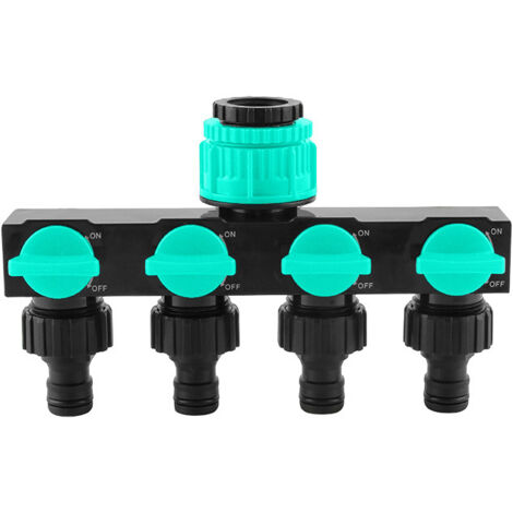 Divisor de manguera de jardín de ABS de 4 vías, adaptador de manguera de jardín, adaptador de manguera roscado con 4 válvulas. (1/3)