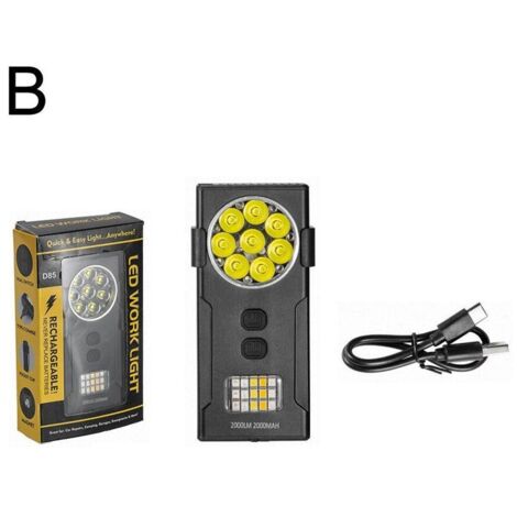 Mini linterna de alta potencia con 8 LED y LED magnéticos recargables.