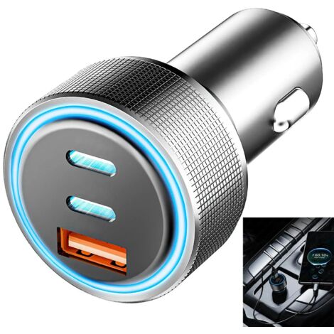 Adaptador de cargador para coche, cargador USB-C de 67 W tipo encendedor de cigarrillos, compatible con cargadores para coche Tepow PD y QC3.0, adaptador de cargador USB-C para carga rápida. (1/3)