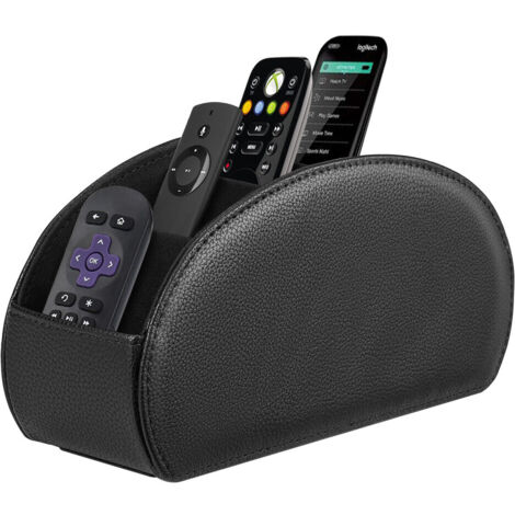 Soporte para mando a distancia [5 compartimentos] negro, caja de almacenamiento para mando a distancia de TV, caja de almacenamiento de escritorio (1/5)