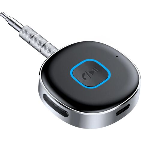 Adaptador Bluetooth 5.3 para coche con conector de 3,5 mm, conexión manos libres dual, compatible con sistemas estéreo domésticos con cable. (1/3)
