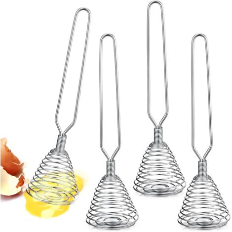 Juego de 4 batidores de varillas franceses de acero inoxidable para la cocina, 21,5 cm x 5 cm, color plata. (1/5)