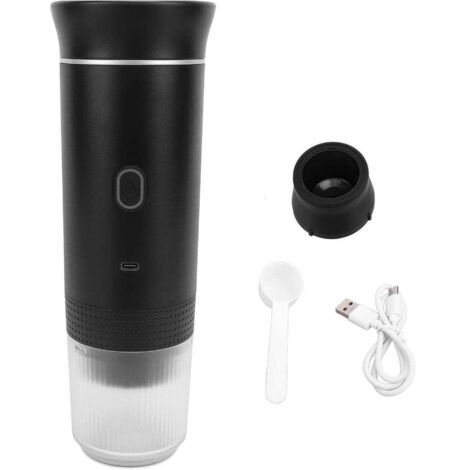 Cafetera espresso portátil, mini cafetera eléctrica recargable para viajes, cafetera portátil para coche, hervidor eléctrico, calentador de café para coche, apta para autocaravanas (negra)