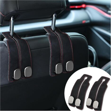 Juego de 2 ganchos universales para asientos de coche: ganchos de almacenamiento universales para reposacabezas y carteras (negro) (1/5)