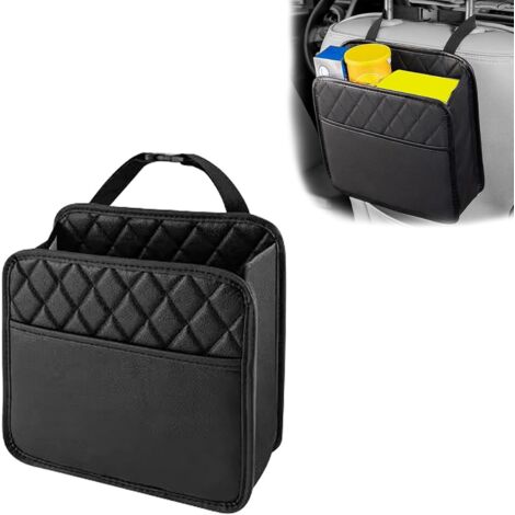 Juego de 2 bolsas colgantes para asientos de coche, estuches para documentos de coche, portabotellas multibolsillos, cajas de almacenamiento de cuero sintético impermeables, bolsas de viaje, bolsas pa (1/3)