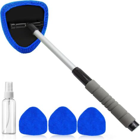 Líquido limpiaparabrisas para coche, 4 toallitas de microfibra reutilizables y lavables, y un juego de limpiaparabrisas con mango retráctil. (1/3)