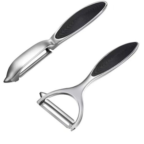 Pelador de acero inoxidable, pelador de patatas, rallador de zanahorias multifuncional, utensilio para frutas, accesorio de cocina, pelador gourmet, mostrador de bar (1/5)