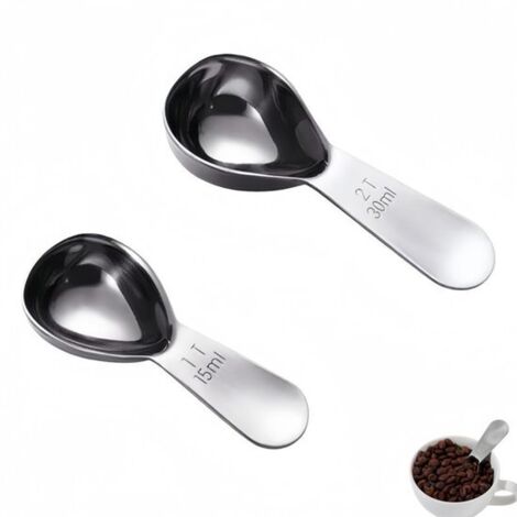 2 piezas - Roestvrijstalen koffiemaatlepel - eetlepels koffielepel - 30 ml + 15 ml maatlepels - para café, tú, suiker en flor - plata - 12×5cm (1/5)