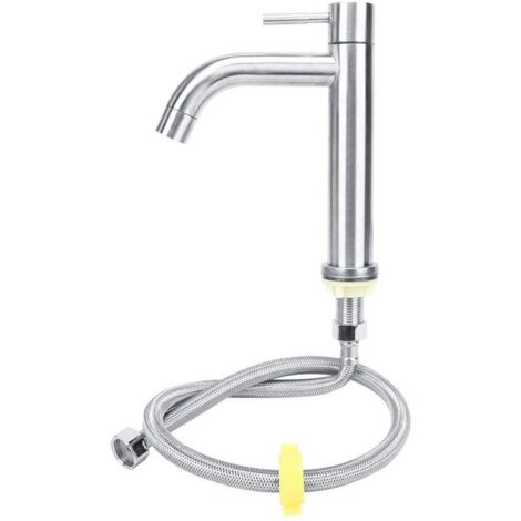 Grifo de lavabo - Grifo individual de agua fría - Superficie de acero inoxidable cepillado (1/5)