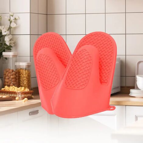 Un guante de silicona grueso y resistente al calor para prevenir quemaduras. Un accesorio de cocina, fabricado en silicona, apto para microondas, ideal para hornear. (1/2)
