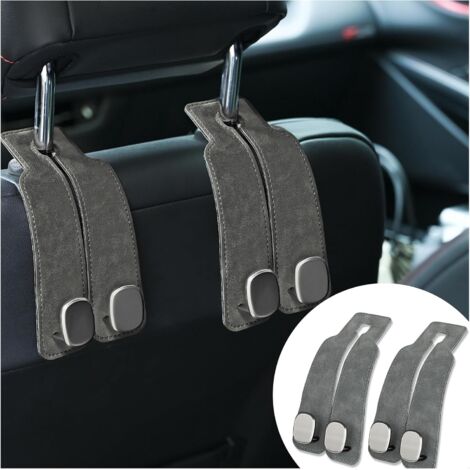 Juego de 2 ganchos universales para asientos de coche: ganchos de almacenamiento universales para reposacabezas y carteras (gris) (1/5)