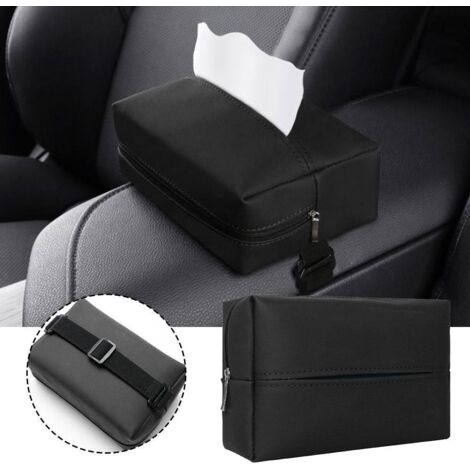 Caja para pañuelos de piel napa para el reposabrazos del coche, para un almacenamiento elegante. (1/5)