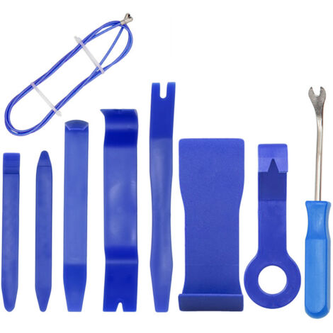 Kit de herramientas de 9 piezas para desmontar y reparar el panel de la puerta de la radio del coche, con clips de plástico para hacer palanca. (1/5)