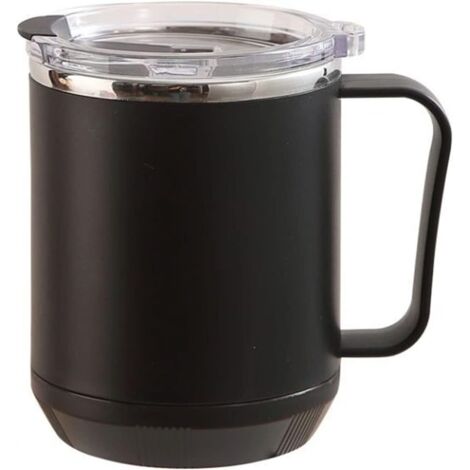 Taza de café de 460 ml, con revestimiento interior de acero inoxidable 304, a prueba de fugas, elegante y portátil, ideal para actividades al aire libre (negra). (1/5)