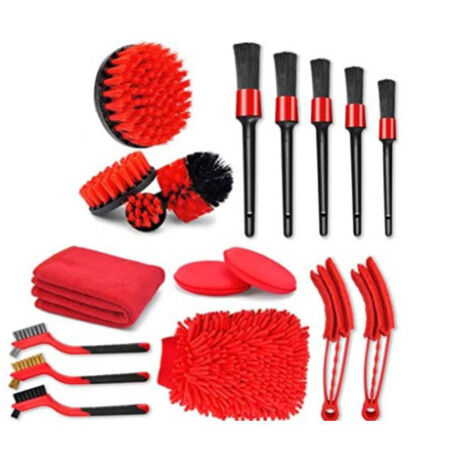 Kit de limpieza de 18 piezas para taladro eléctrico, cepillo de detalle para rejillas de ventilación, cepillo de cerdas para lavado de coches. (1/4)