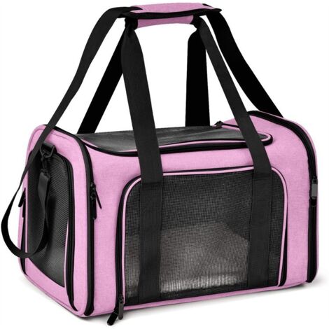 Bolsa de transporte flexible para gatos, perros y otras mascotas, plegable, apta para gatos grandes y perros pequeños, con correas y acolchado extraíble, bolsa de malla para cachorros, talla M (45 cm