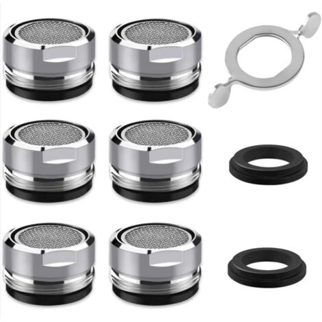Aireador de grifo M24, paquete de 6 aireadores de grifo ahorradores de agua con filtros de acero inoxidable y ABS - Accesorios para grifos de cocina (1/4)
