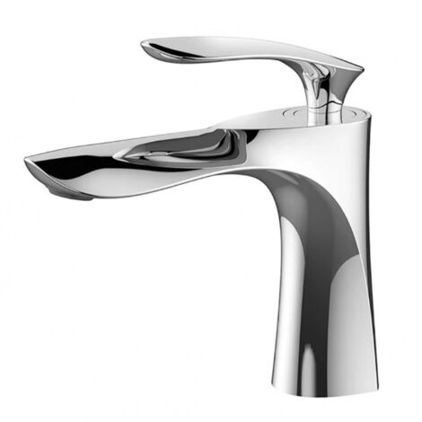 Grifo de lavabo de baño, grifo de lavabo cromado de un solo vástago (1/2)