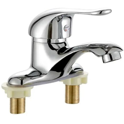 Grifo monomando para lavabo de baño con agua fría y caliente, cuerpo de válvula de latón. (1/4)