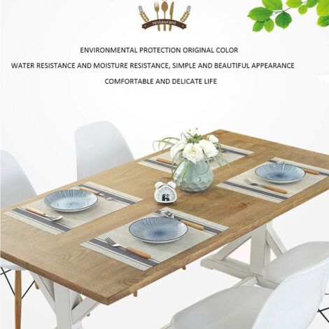 Juego de mesa y sillas de comedor de 6 piezas fabricado en PVC antideslizante, resistente al desgaste y al calor, fácil de limpiar y guardar, 45 cm x 30 cm.