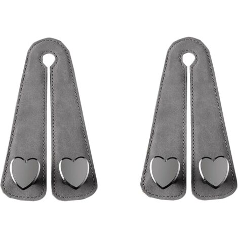 Juego de 2 ganchos de lujo para coche, de piel y metal, multifuncionales y antideslizantes: para colgar bolsos, paraguas, carteras y gafas Organizador universal para el interior del coche (gris) (1/5)