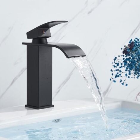 Grifo de lavabo negro, 130 x 176 mm, grifo para mueble de baño. (1/5)