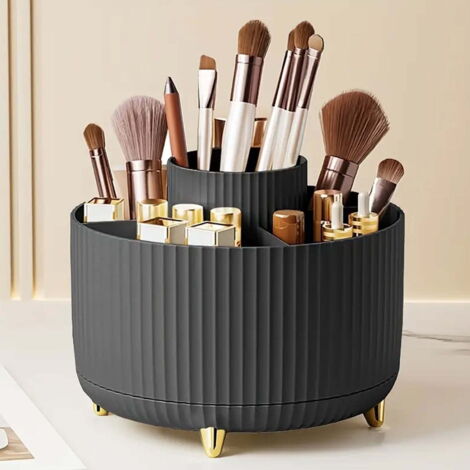 Soporte giratorio de 360° para brochas de maquillaje, organizador de cosméticos, organizador de encimera, organizador de productos cosméticos y para el cuidado de la piel, apto para tocador, escritori (1/4)