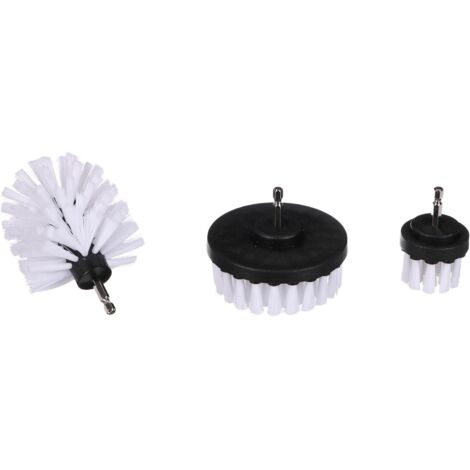 Juego de 3 cepillos de limpieza suaves para taladro, brocas, llantas, bajos del suelo, limpieza del motor, uso doméstico, cepillo universal, blanco.