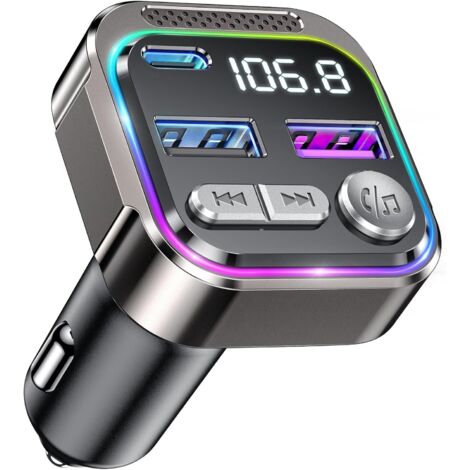 Transmisor FM Bluetooth para coche, radio de música para coche con encendedor de cigarrillos USB C QC PD 36W, receptor manos libres para Parrot sin necesidad de instalación, reproductor de MP3, acceso (1/5)