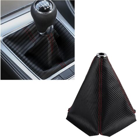 Funda para la palanca de cambios, cubierta antipolvo de fibra de carbono y cuero, accesorio interior de General Motors, cubierta para la palanca de cambios manual/automática (fibra de carbono/negra co (1/5)