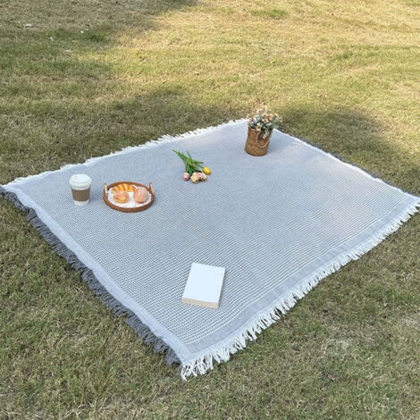 Manta de picnic, manta plegable para exteriores, esterilla de picnic, esterilla de playa, adecuada para camping, césped, playas y zonas verdes mantel con pompones para decoración de cocina/mesa 35 pul