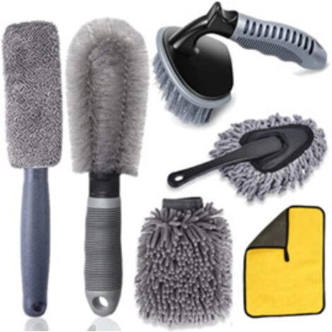 Kit de limpieza para coche de 6 piezas: herramientas de limpieza, cepillo de detalle para llantas, tratamiento de detalle para el vehículo.