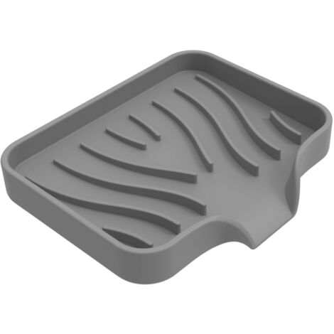 Jabonera de silicona de 2 piezas con tubo de drenaje, antideslizante - Gris