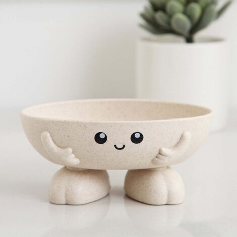 Jabonera moderna con forma de hoja - estante de almacenamiento para baño con drenaje automático, diseño minimalista, apto para jabón y esponja - beige (1/5)