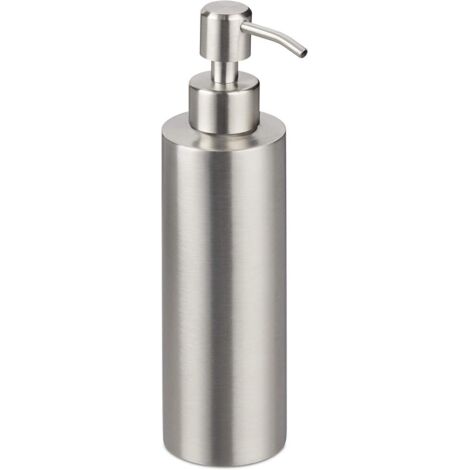Dispensador de jabón recargable, ideal para baños, aseos y cocinas. Dispensador de jabón líquido con bomba, de acero inoxidable cepillado, 350 ml.