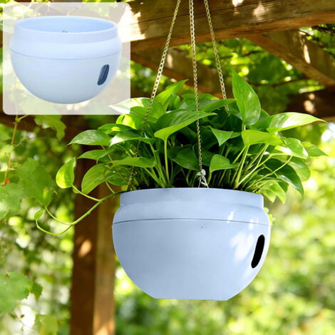 Maceta colgante para interior/exterior (1 unidad), maceta colgante de 18 cm con riego automático y asa retráctil automática, apta para cocinas, balcones y jardines. (1/5)