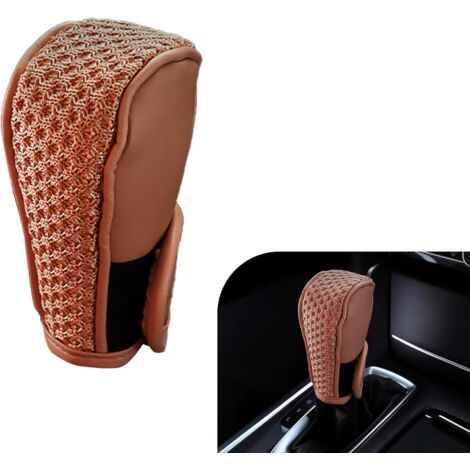 Funda de cuero para la palanca de cambios, antideslizante e impermeable, apta para SUV, camiones, autocaravanas y accesorios para el interior del coche (marrón). (1/5)