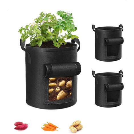 Juego de bolsas para plantar patatas, de gran capacidad (40 litros), con ventana de observación y permeabilidad al agua, aptas para uso interior y exterior.
